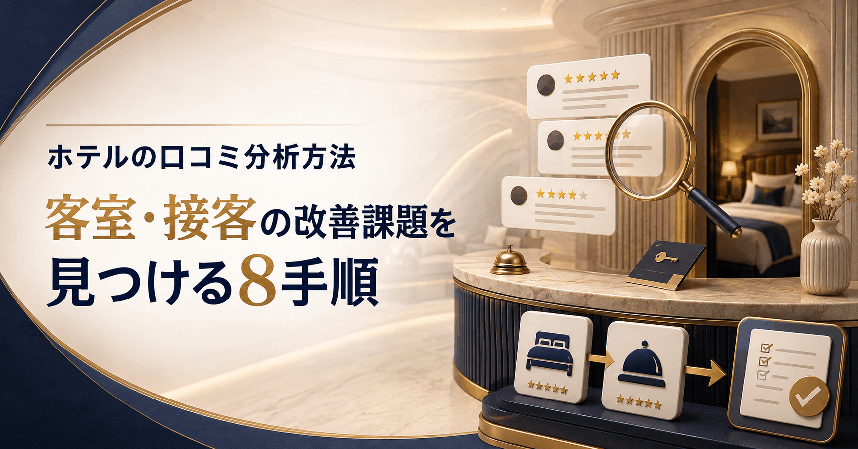 ホテルの口コミを客室と接客の改善課題へ分類する分析方法のアイキャッチ