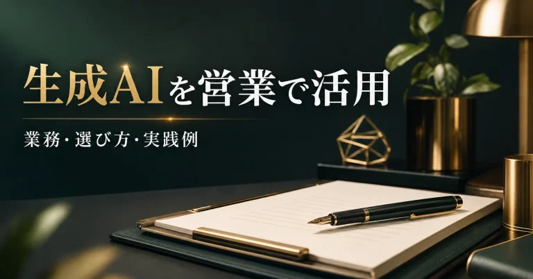生成AIを営業で活用するための業務と選び方を示すメイン画像